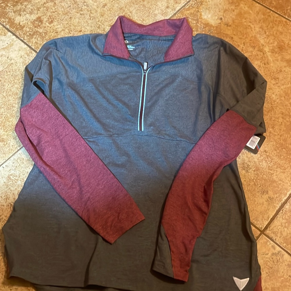 Korsa Roadrunner Sports Quarter Zip women’s Large Red/Gray Running Long Sleeve
